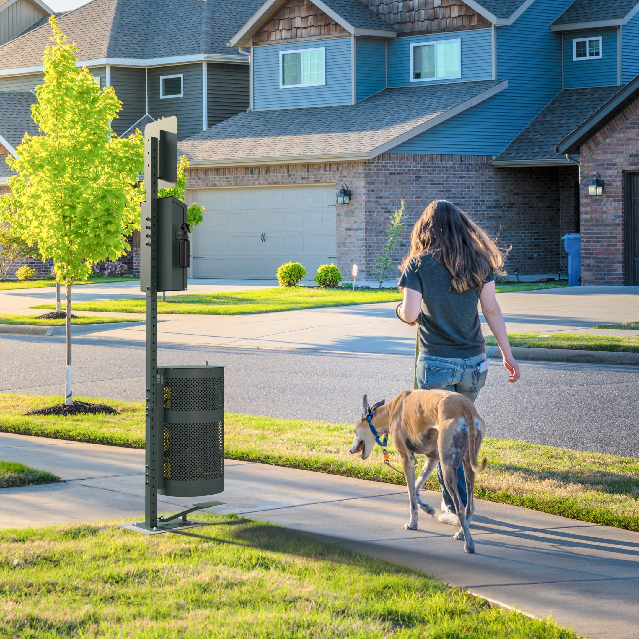 Pet Waste Station with Pedal - Original Glow in the Dark Dog Waste Station, Triple Storage